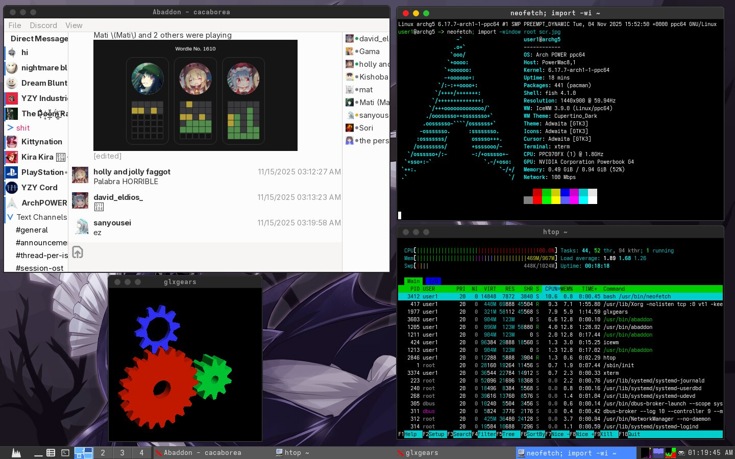 iMac G5 running archpower linux